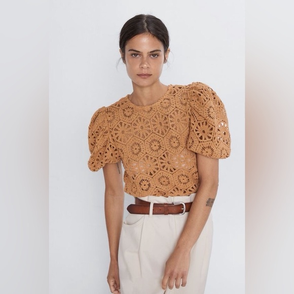 Zara Tops - Zara Women Crochet Knit Top Size S